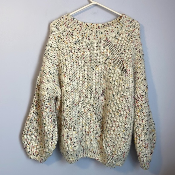 POL Distressed Speckled Confetti Knit Sweater size L - Picture 11 of 16